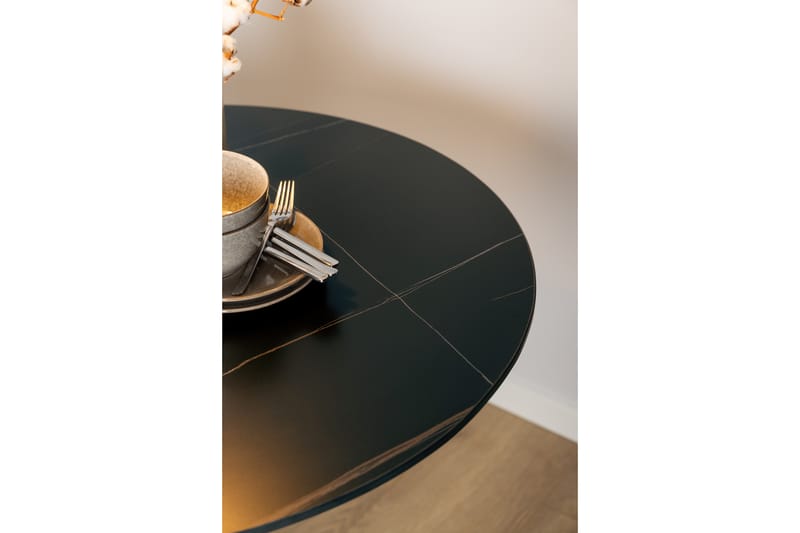 Spisebord Salm 90 cm Rund - Sort - Spisebord & kjøkkenbord