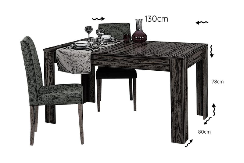 Spisebord Skoglund Forlengningsbart - Eik/Brun - Spisebord & kjøkkenbord