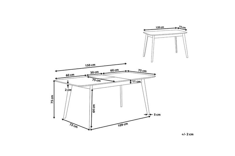 Spisebord Taber Forlengbart 120-150x75 cm - Lysebrun - Møbler - Bord - Spisebord & kjøkkenbord