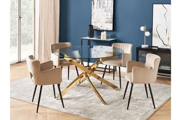 Spisebord Vincenzo 120 cm Rundt - Gjennomsiktig/Gull - Møbler - Bord - Spisebord & kjøkkenbord