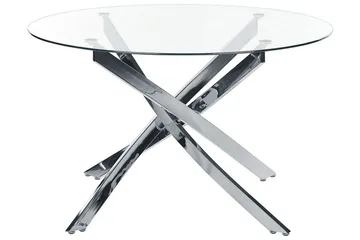 Spisebord Vincenzo 120 cm Rundt - Transparent/Sølv - Møbler - Bord - Spisebord & kjøkkenbord