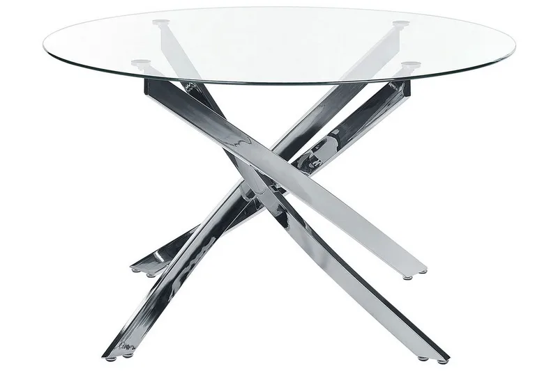 Spisebord Vincenzo 120 cm Rundt - Transparent/Sølv - Møbler - Bord - Spisebord & kjøkkenbord