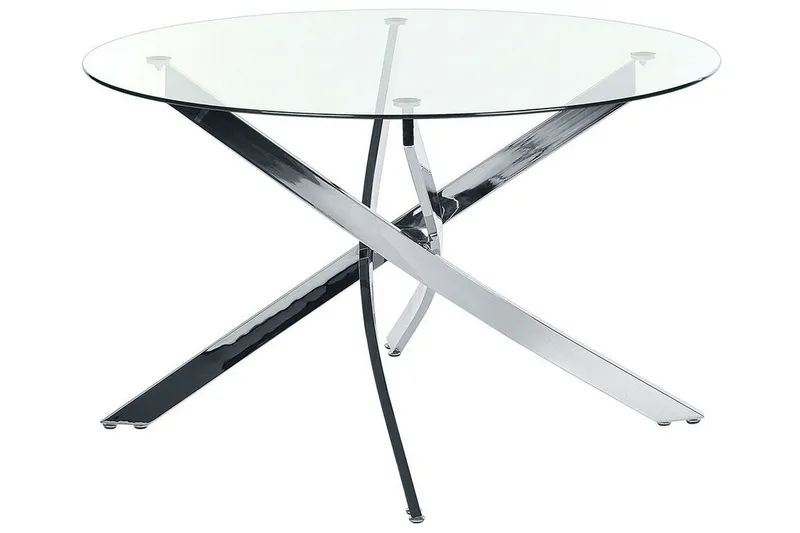 Spisebord Vincenzo 120 cm Rundt, Transparent/Sølv
