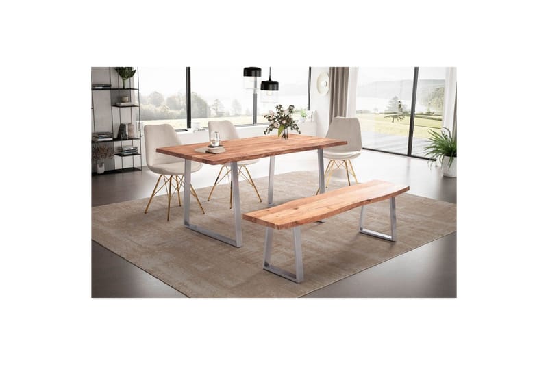 Spisebord Wohnling Heltre med trekanter rektangulær landlig stil Sølv, rett, 180x90 cm - Sølv, rett, 180x90 cm - Møbler - Bord - Spisegruppe