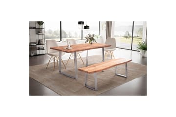 Spisebord Wohnling Heltre med trekanter rektangulær landlig stil Sølv, rett, 200x100 cm - Sølv, rett, 200x100 cm - Møbler - Bord - Spisegruppe