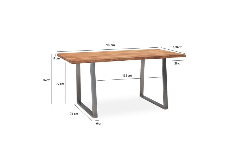 Spisebord Wohnling Heltre med trekanter rektangulær landlig stil Sølv, rett, 200x100 cm - Sølv, rett, 200x100 cm - Møbler - Bord - Spisegruppe
