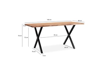 Spisebord Wohnling Heltre med trekanter rektangulær landlig stil Svart, krysset, 160x80 cm - Svart, krysset, 160x80 cm - Møbler - Bord - Spisegruppe