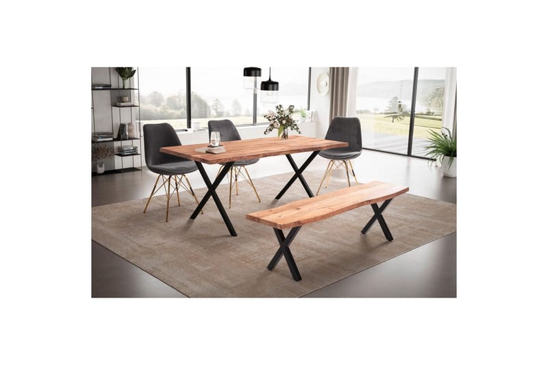 Spisebord Wohnling Heltre med trekanter rektangulær landlig stil Svart, krysset, 200x100 cm - Svart, krysset, 200x100 cm - Møbler - Bord - Spisegruppe
