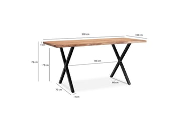 Spisebord Wohnling Heltre med trekanter rektangulær landlig stil Svart, krysset, 200x100 cm - Svart, krysset, 200x100 cm - Møbler - Bord - Spisegruppe
