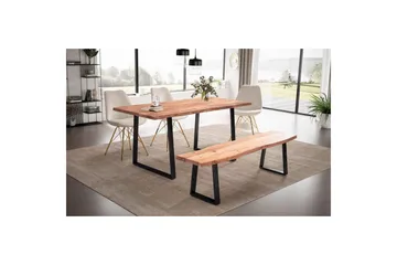 Spisebord Wohnling Heltre med trekanter rektangulær landlig stil Svart, Rett, 140x80 cm - Svart, Rett, 140x80 cm - Møbler - Bord - Spisegruppe