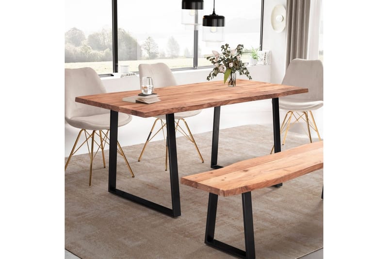 Spisebord Wohnling Heltre med trekanter rektangulær landlig stil Svart, Rett, 160x80 cm - Svart, Rett, 160x80 cm - Møbler - Bord - Spisegruppe