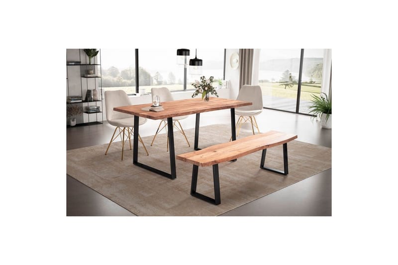 Spisebord Wohnling Heltre med trekanter rektangulær landlig stil Svart, Rett, 180x90 cm - Svart, Rett, 180x90 cm - Møbler - Bord - Spisegruppe