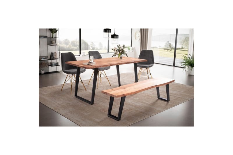 Spisebord Wohnling Heltre med trekanter rektangulær landlig stil Svart, vinklet, 200x100 cm - Svart, vinklet, 200x100 cm - Møbler - Bord - Spisegruppe