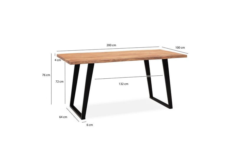Spisebord Wohnling Heltre med trekanter rektangulær landlig stil Svart, vinklet, 200x100 cm - Svart, vinklet, 200x100 cm - Møbler - Bord - Spisegruppe