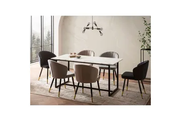 Spisebord Wohnling Industriell loftstil MDF med metalldetaljer i gull på bena Marmor, Hvit, 120x60 cm - Marmor, Hvit, 120x60 cm - Møbler - Bord - Spisebord & kjøkkenbord