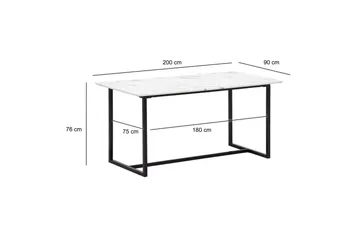 Spisebord Wohnling Industriell loftstil MDF med metalldetaljer i gull på bena Marmor, Hvit, 200x90 cm - Marmor, Hvit, 200x90 cm - Møbler - Bord - Spisebord & kjøkkenbord