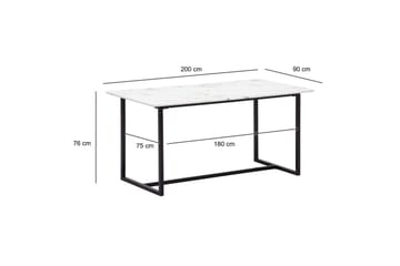 Spisebord Wohnling Industriell loftstil MDF med metalldetaljer i gull på bena Marmor, Hvit, 200x90 cm - Marmor, Hvit, 200x90 cm - Møbler - Bord - Spisebord & kjøkkenbord