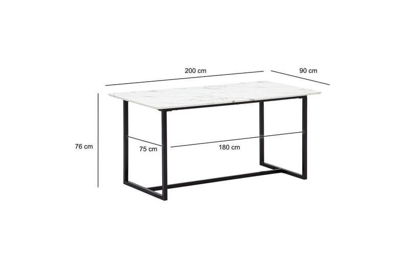 Spisebord Wohnling Industriell loftstil MDF med metalldetaljer i gull på bena Marmor, Hvit, 200x90 cm - Marmor, Hvit, 200x90 cm - Møbler - Bord - Spisebord & kjøkkenbord