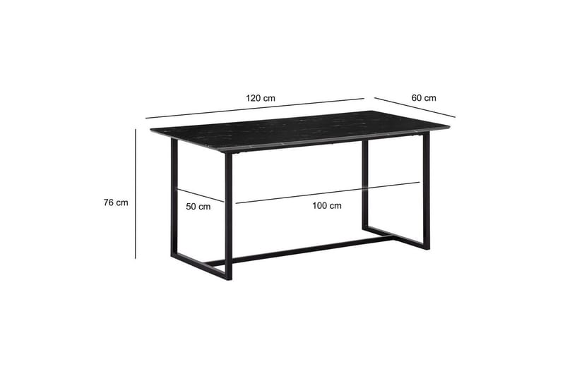 Spisebord Wohnling Industriell loftstil MDF med metalldetaljer i gull på bena Marmor, Svart, 120x60 cm - Marmor, Svart, 120x60 cm - Møbler - Bord - Spisebord & kjøkkenbord