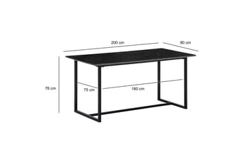 Spisebord Wohnling Industriell loftstil MDF med metalldetaljer i gull på bena Marmor, Svart, 200x90 cm - Marmor, Svart, 200x90 cm - Møbler - Bord - Spisebord & kjøkkenbord