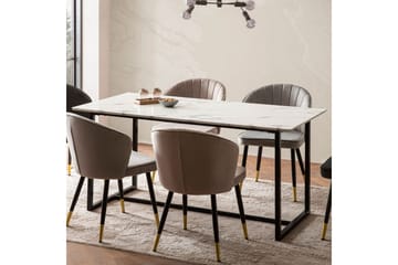 Spisebord Wohnling Industriell loftstil MDF med metalldetaljer i gull på bena Marmor, Hvit, 180x90 cm - Marmor, Hvit, 180x90 cm - Møbler - Bord - Spisebord & kjøkkenbord