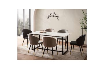 Spisebord Wohnling Industriell loftstil MDF med metalldetaljer i gull på bena Marmor, Hvit, 180x90 cm - Marmor, Hvit, 180x90 cm - Møbler - Bord - Spisebord & kjøkkenbord