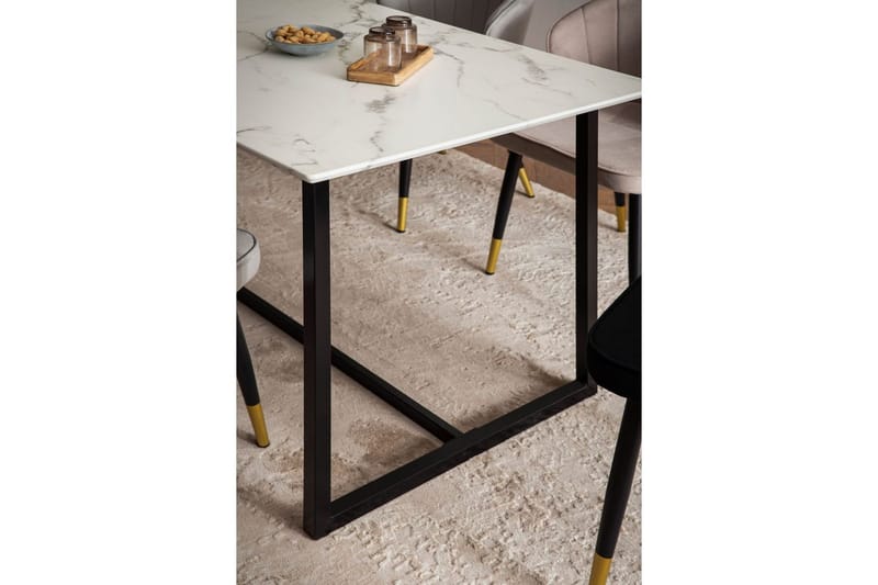Spisebord Wohnling Industriell loftstil MDF med metalldetaljer i gull på bena Marmor, Hvit, 200x90 cm - Marmor, Hvit, 200x90 cm - Møbler - Bord - Spisebord & kjøkkenbord