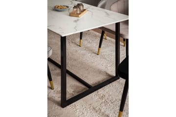 Spisebord Wohnling Industriell loftstil MDF med metalldetaljer i gull på bena Marmor, Hvit, 180x90 cm - Marmor, Hvit, 180x90 cm - Møbler - Bord - Spisebord & kjøkkenbord