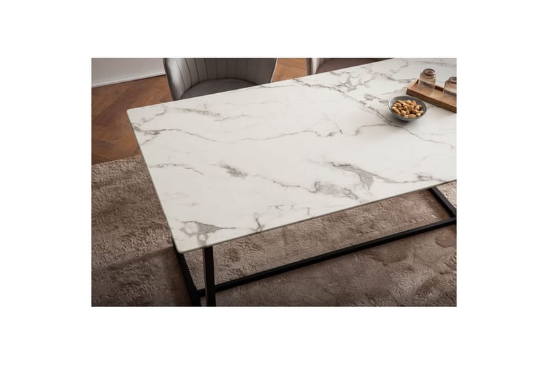 Spisebord Wohnling Industriell loftstil MDF med metalldetaljer i gull på bena Marmor, Hvit, 200x90 cm - Marmor, Hvit, 200x90 cm - Møbler - Bord - Spisebord & kjøkkenbord
