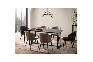 Spisebord Wohnling Industriell loftstil MDF med metalldetaljer i gull på bena Marmor, Svart, 200x90 cm - Marmor, Svart, 200x90 cm - Møbler - Bord - Spisebord & kjøkkenbord