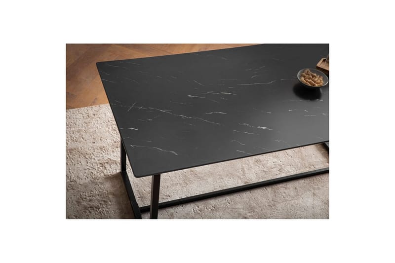 Spisebord Wohnling Industriell loftstil MDF med metalldetaljer i gull på bena Marmor, Svart, 180x90 cm - Marmor, Svart, 180x90 cm - Møbler - Bord - Spisebord & kjøkkenbord