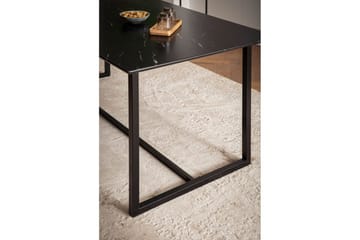 Spisebord Wohnling Industriell loftstil MDF med metalldetaljer i gull på bena Marmor, Svart, 200x90 cm - Marmor, Svart, 200x90 cm - Møbler - Bord - Spisebord & kjøkkenbord