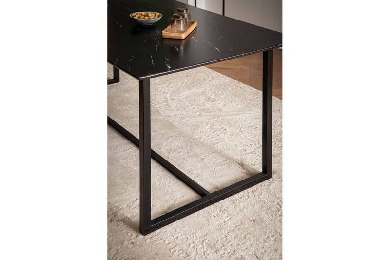 Spisebord Wohnling Industriell loftstil MDF med metalldetaljer i gull på bena Marmor, Svart, 180x90 cm - Marmor, Svart, 180x90 cm - Møbler - Bord - Spisebord & kjøkkenbord