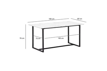 Spisebord Wohnling Industriell loftstil MDF med metalldetaljer i gull på bena Marmor, Hvit, 180x90 cm - Marmor, Hvit, 180x90 cm - Møbler - Bord - Spisebord & kjøkkenbord