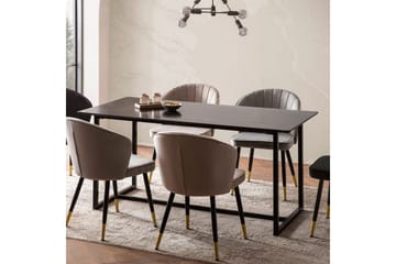 Spisebord Wohnling Industriell loftstil MDF med metalldetaljer i gull på bena Marmor, Svart, 120x60 cm - Marmor, Svart, 120x60 cm - Møbler - Bord - Spisebord & kjøkkenbord