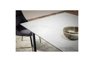 Spisebord Wohnling Keramisk Klassisk Sledebase Metallramme Svart, marmor hvit - Svart, marmor hvit - Møbler - Bord - Spisebord & kjøkkenbord