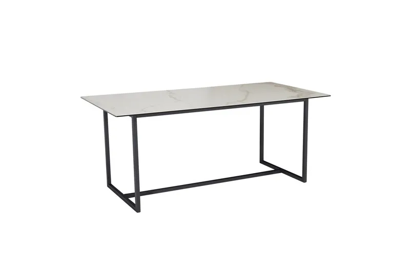 Spisebord Wohnling Keramisk Klassisk Sledebase Metallramme Svart, marmor hvit, Svart, marmor hvit