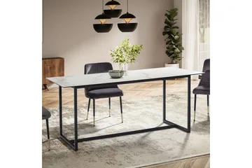 Spisebord Wohnling Keramisk Klassisk Sledebase Metallramme Svart, marmor hvit - Svart, marmor hvit - Møbler - Bord - Spisebord & kjøkkenbord