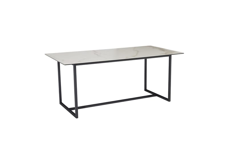 Spisebord Wohnling Keramisk Klassisk Sledebase Metallramme Svart, marmor hvit - Svart, marmor hvit - Møbler - Bord - Spisebord & kjøkkenbord