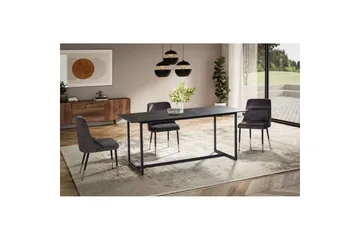 Spisebord Wohnling Keramisk Klassisk Sledebase Metallramme Svart, marmor svart - Svart, marmor svart - Møbler - Bord - Spisebord & kjøkkenbord