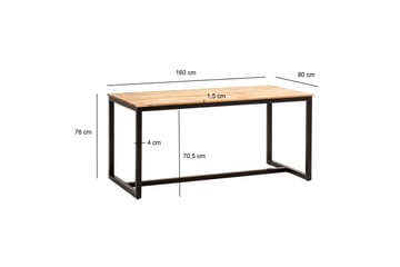 Spisebord Wohnling massivt tre industriell loft stil metall rammebein 160x80 cm - 160x80 cm - Møbler - Bord - Spisebord & kjøkkenbord