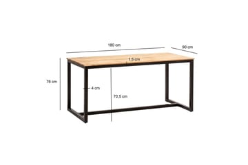 Spisebord Wohnling massivt tre industriell loft stil metall rammebein 180x90 cm - 180x90 cm - Møbler - Bord - Spisebord & kjøkkenbord