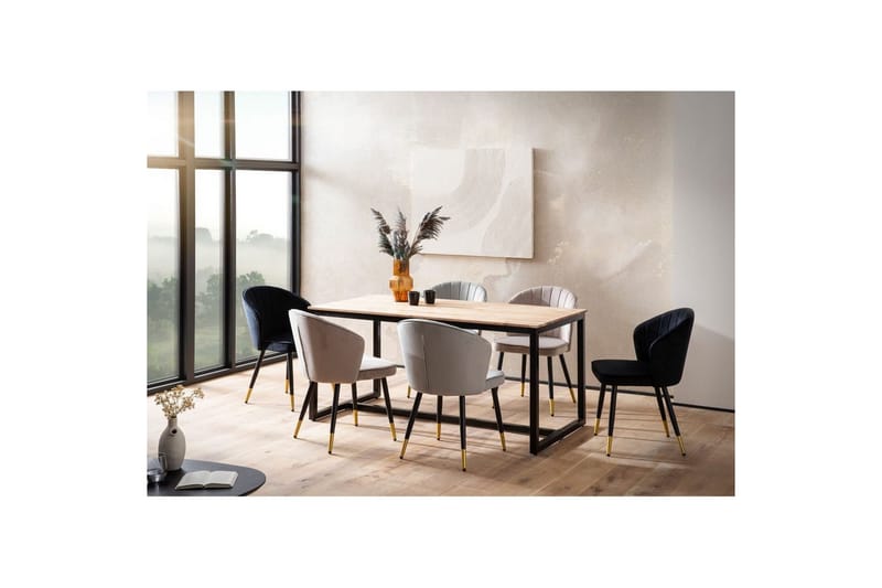 Spisebord Wohnling massivt tre industriell loft stil metall rammebein 200x100 cm - 200x100 cm - Møbler - Bord - Spisebord & kjøkkenbord