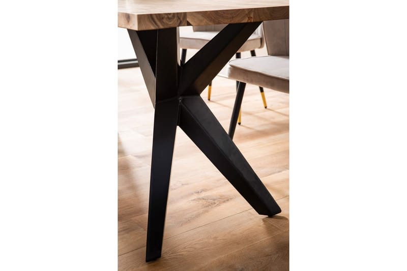 Spisebord Wohnling massivt tre industriell loft vinklet metallrammebein 200x100 cm - 200x100 cm - Møbler - Bord - Spisegruppe