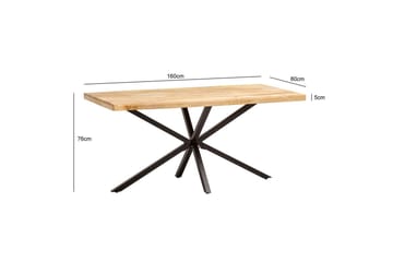 Spisebord Wohnling massivt tre metallkryssbase, industrielt utseende 160x80 cm - 160x80 cm - Møbler - Bord - Spisegruppe