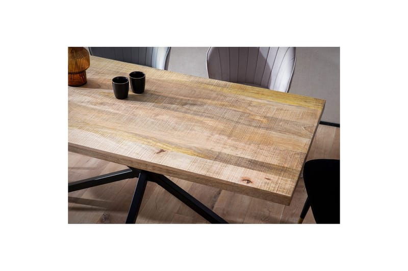 Spisebord Wohnling massivt tre metallkryssbase, industrielt utseende 180x90 cm - 180x90 cm - Møbler - Bord - Spisegruppe