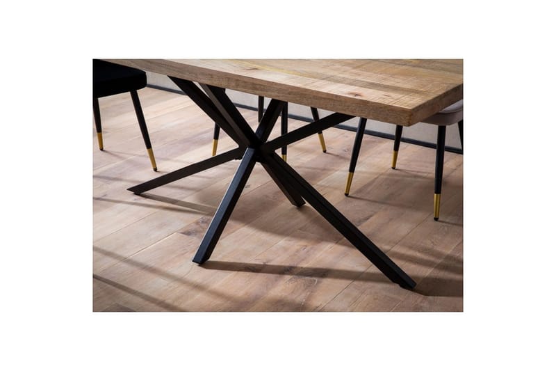Spisebord Wohnling massivt tre metallkryssbase, industrielt utseende 180x90 cm - 180x90 cm - Møbler - Bord - Spisegruppe