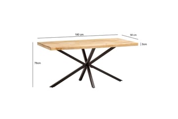 Spisebord Wohnling massivt tre metallkryssbase, industrielt utseende 180x90 cm - 180x90 cm - Møbler - Bord - Spisegruppe