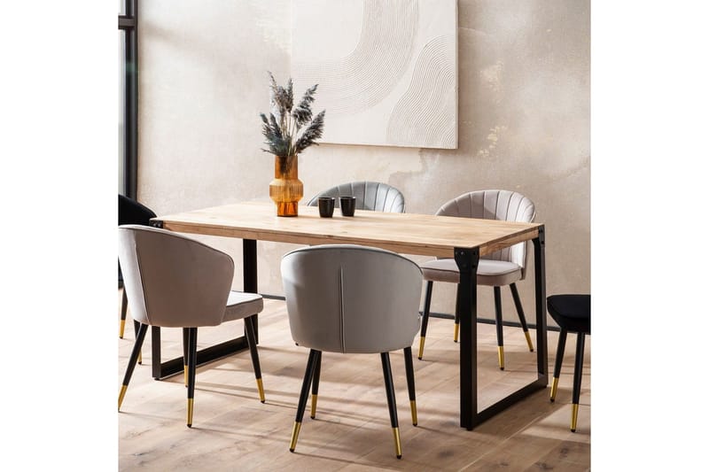 Spisebord Wohnling massivt tre rette metallben, industriell loftstil 120x60 cm - 120x60 cm - Møbler - Bord - Spisegruppe