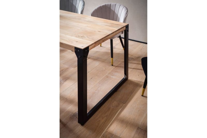 Spisebord Wohnling massivt tre rette metallben, industriell loftstil 180x90 cm - 180x90 cm - Møbler - Bord - Spisegruppe
